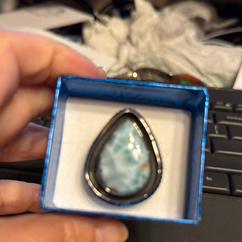 Teardrop Blue Stone Pendant